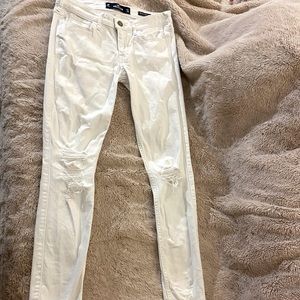 Hollister White Skinny Low Rise Ripped Jeans 24/30